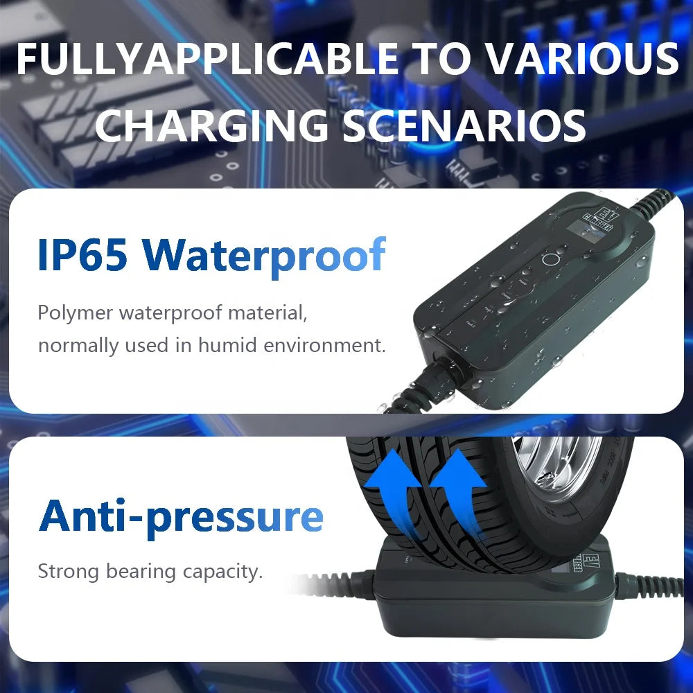 TOFU Portable EV Charger 3.5KW Type 2 with 5m Cable - IP65 CE ROHS Certified