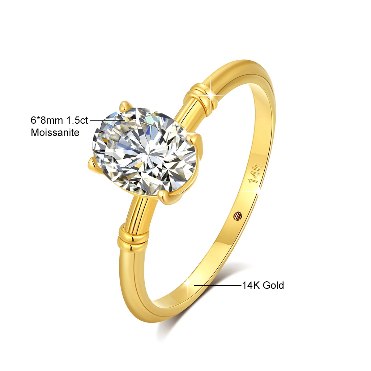 Moissanite Wedding Ring Gold in 14K/18K Yellow Gold – GRA Certified – VVS1 D Color