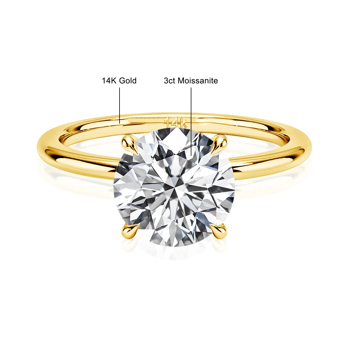 Moissanite Wedding Ring Gold in 14K/18K Yellow Gold – GRA Certified – VVS1 D Color