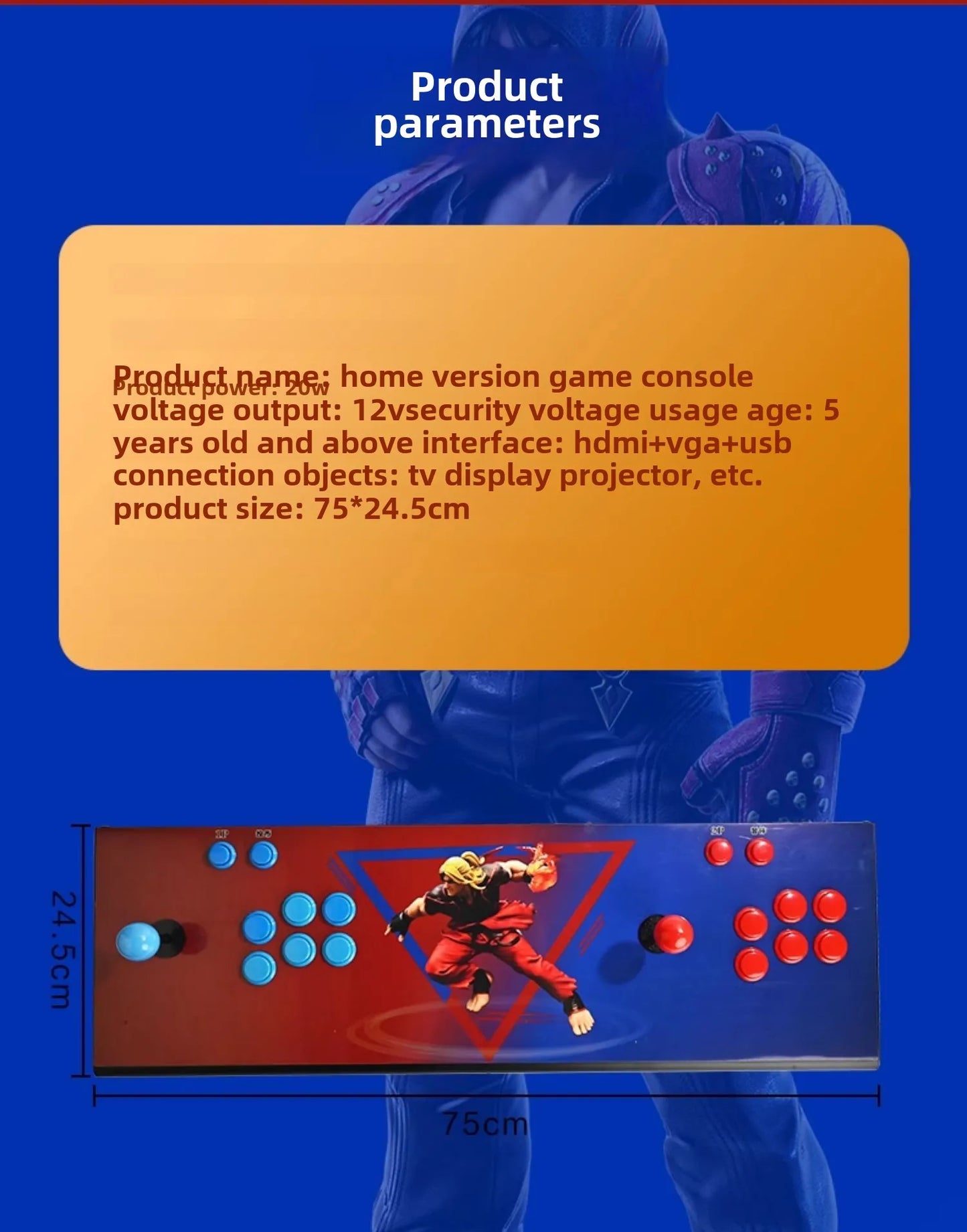 Pandor 2025 All-In-One Arcade Machine for Kids - King Fighters Game Console with Double Joystick for Home TV and Coin Operation