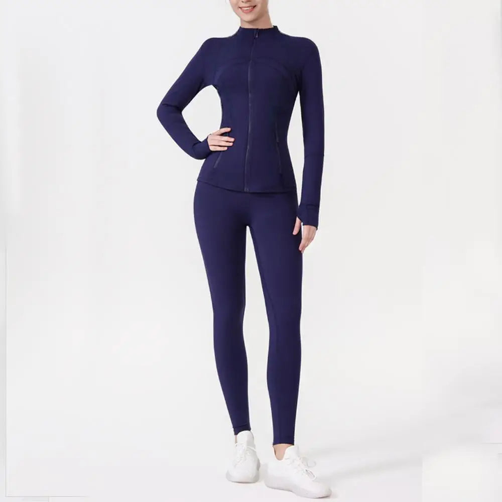 Women’s Yoga Jacket and Pants Set Slimming 2‑Piece Running Sportswear
