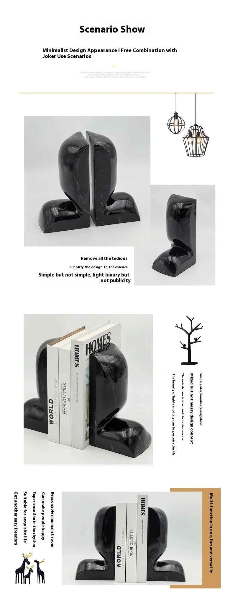 Creative Culture Resin Bookends Unique Art Deco Design for Home Office Living Room Triangle Bookend Decorations Enhance Study