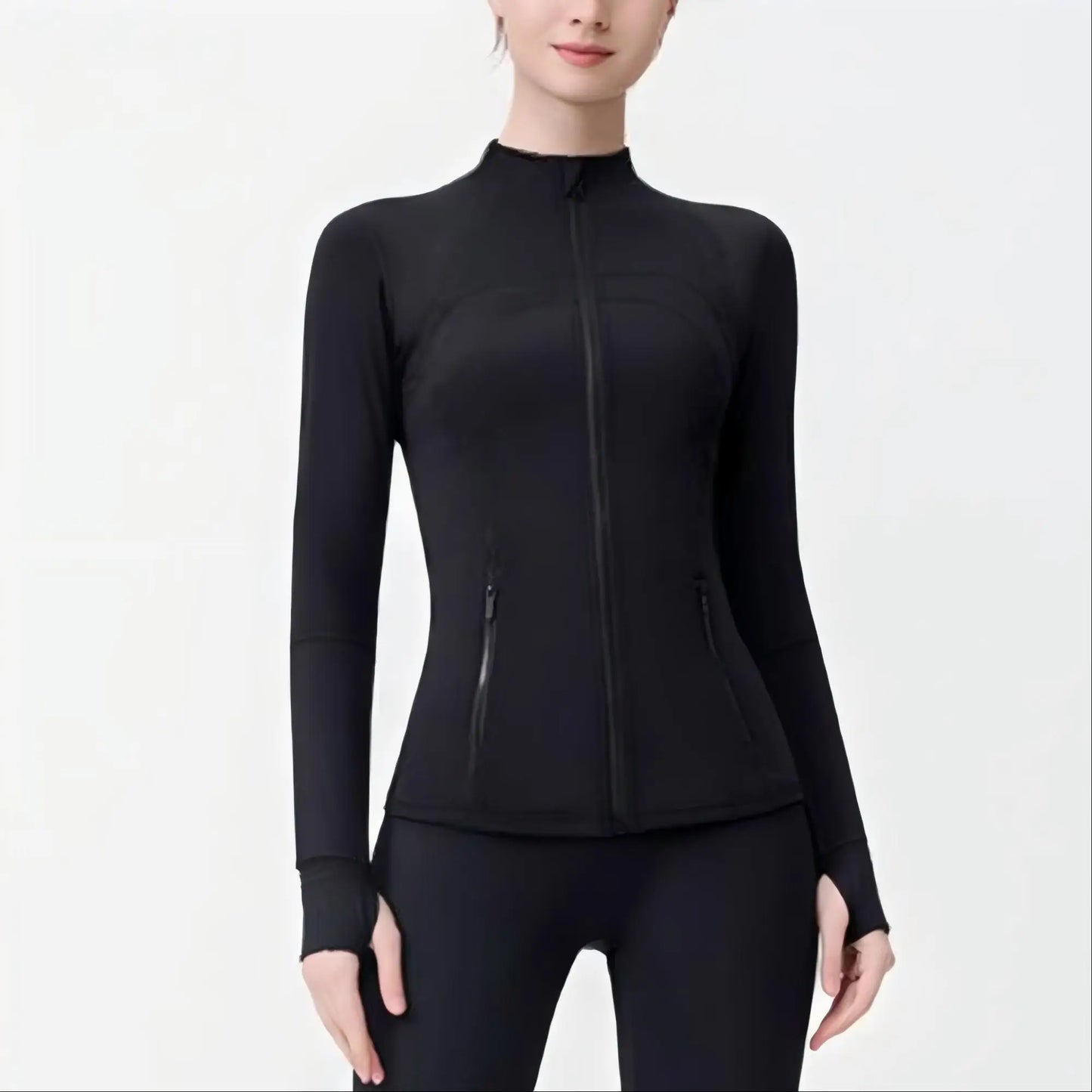 Women’s Full Zip Yoga Jacket with Gold Zipper Gym Fitness Active Wear