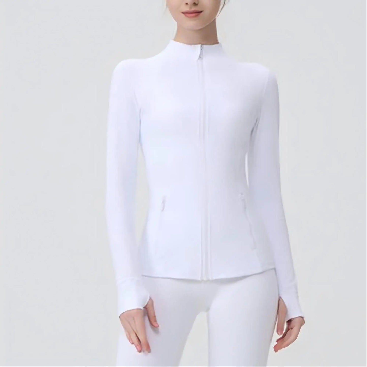Lightweight Women’s Yoga Jacket Full Zip Gold Zipper Gym Fitness Top