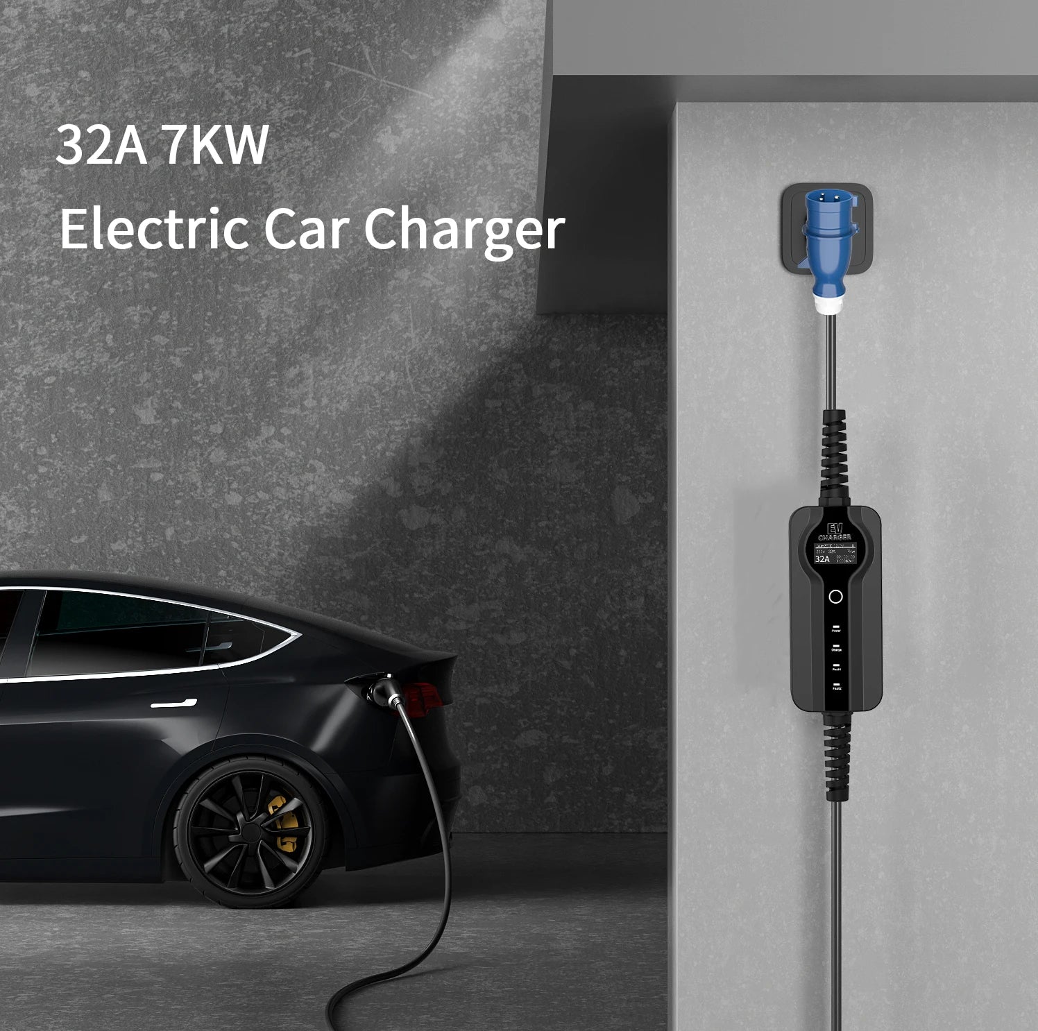 TOFU Portable EV Charger 3.5KW Type 2 with 5m Cable - IP65 CE ROHS Certified