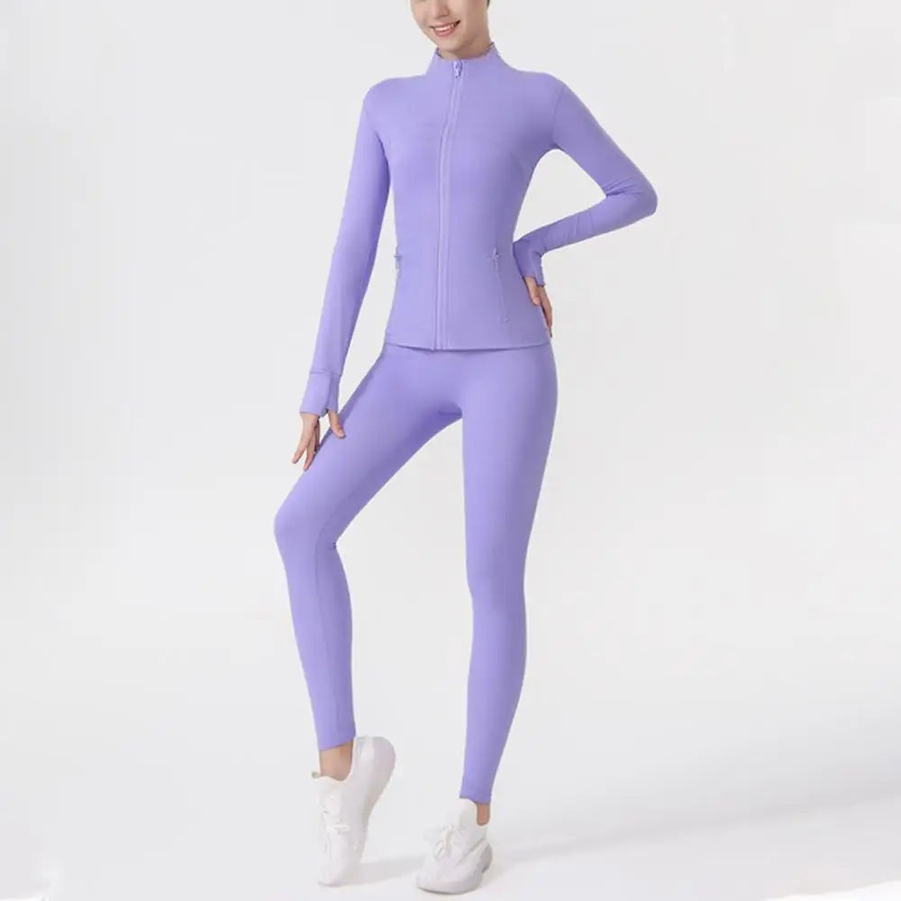 Slimming Women’s Yoga Set with Fitness Jacket and Pants 2‑Piece Outfit