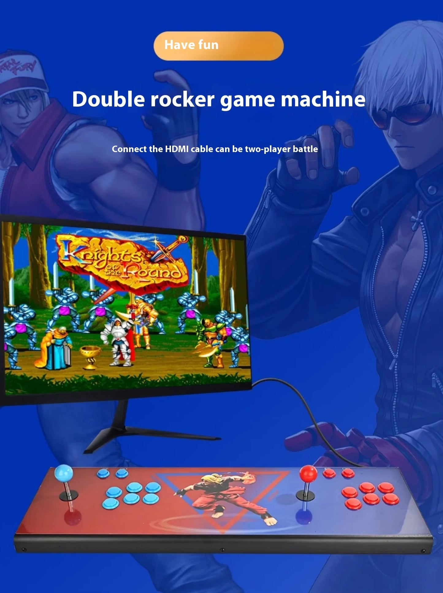 Pandor 2025 All-In-One Arcade Machine for Kids - King Fighters Game Console with Double Joystick for Home TV and Coin Operation