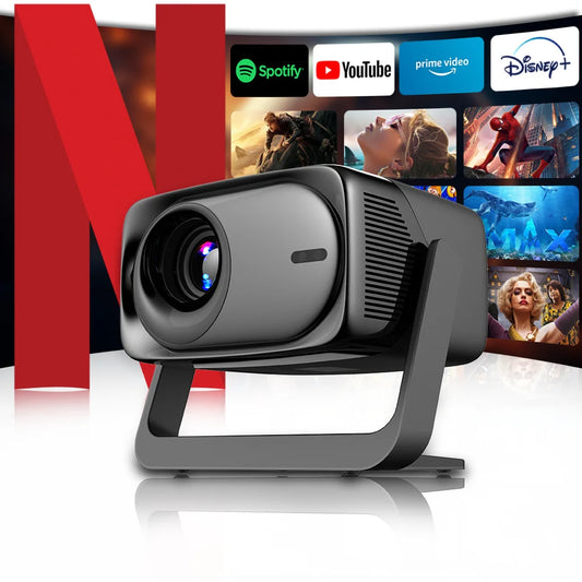 NETFLIX 4K Mini Projector - Genuine 1200ANSI 4K Full HD Home Video Projector with 360° WiFi Capability