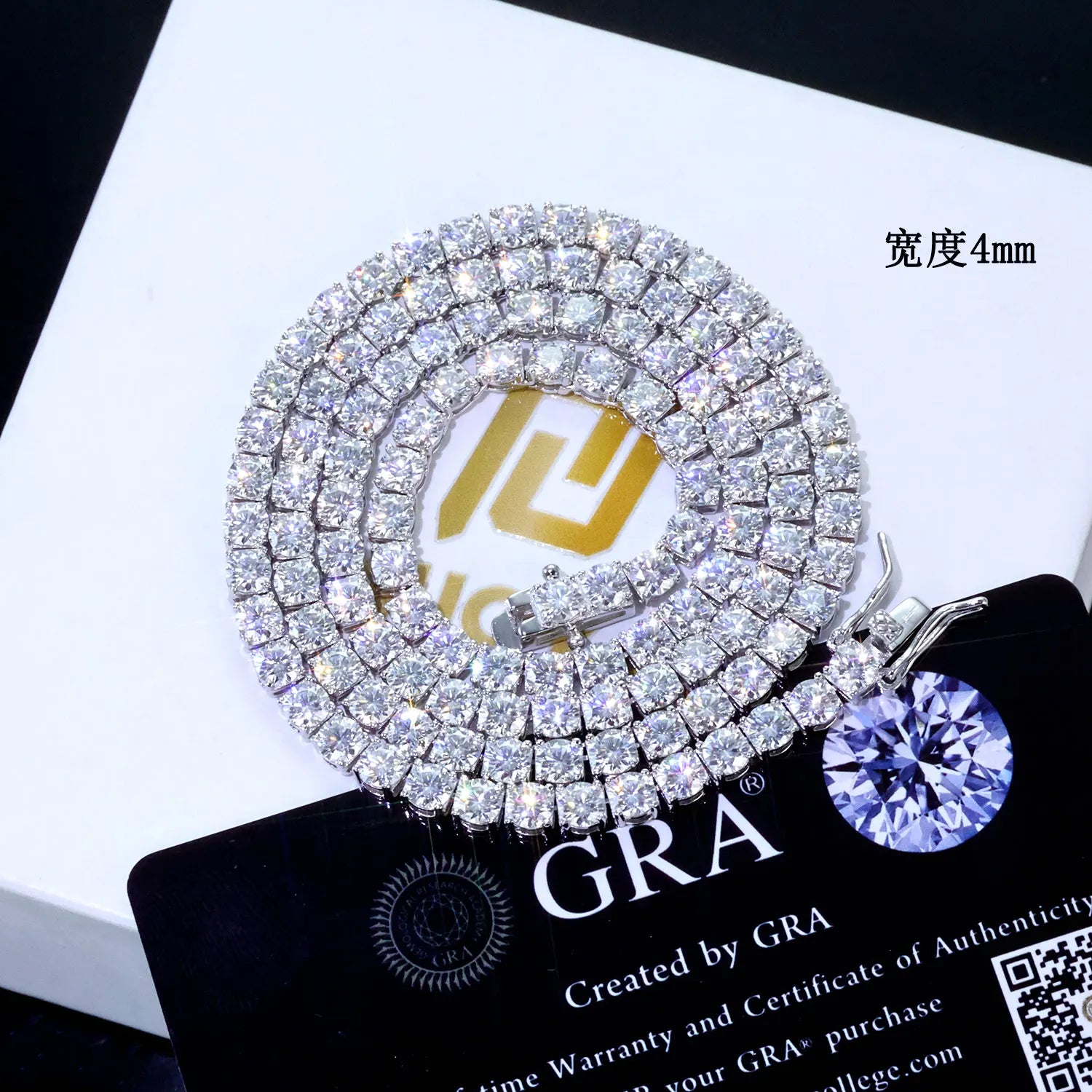 NUOYA Hip Hop Jewelry 925 Silver VVS Moissanite Tennis Chain Necklace