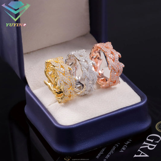 Moissanite Cuban Ring – 925 Silver – Gold/Rose Gold Plated – Hip Hop Style
