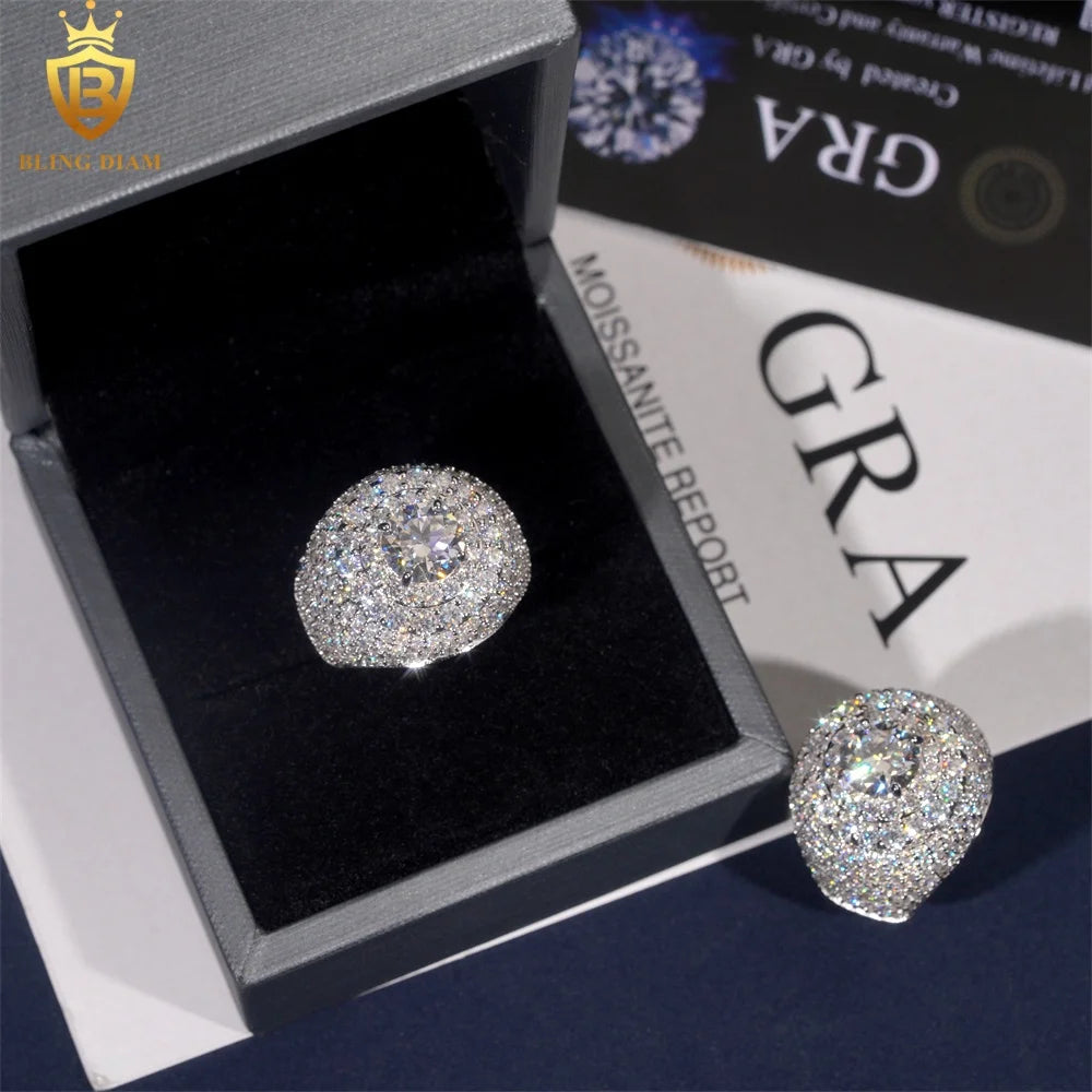 Moissanite Hip Hop Ring – Iced Out – GRA Certified – Pass Diamond Tester - Sidwell Sales