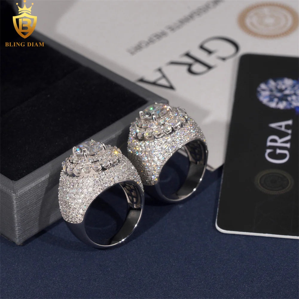 Moissanite Hip Hop Ring – Iced Out – GRA Certified – Pass Diamond Tester - Sidwell Sales