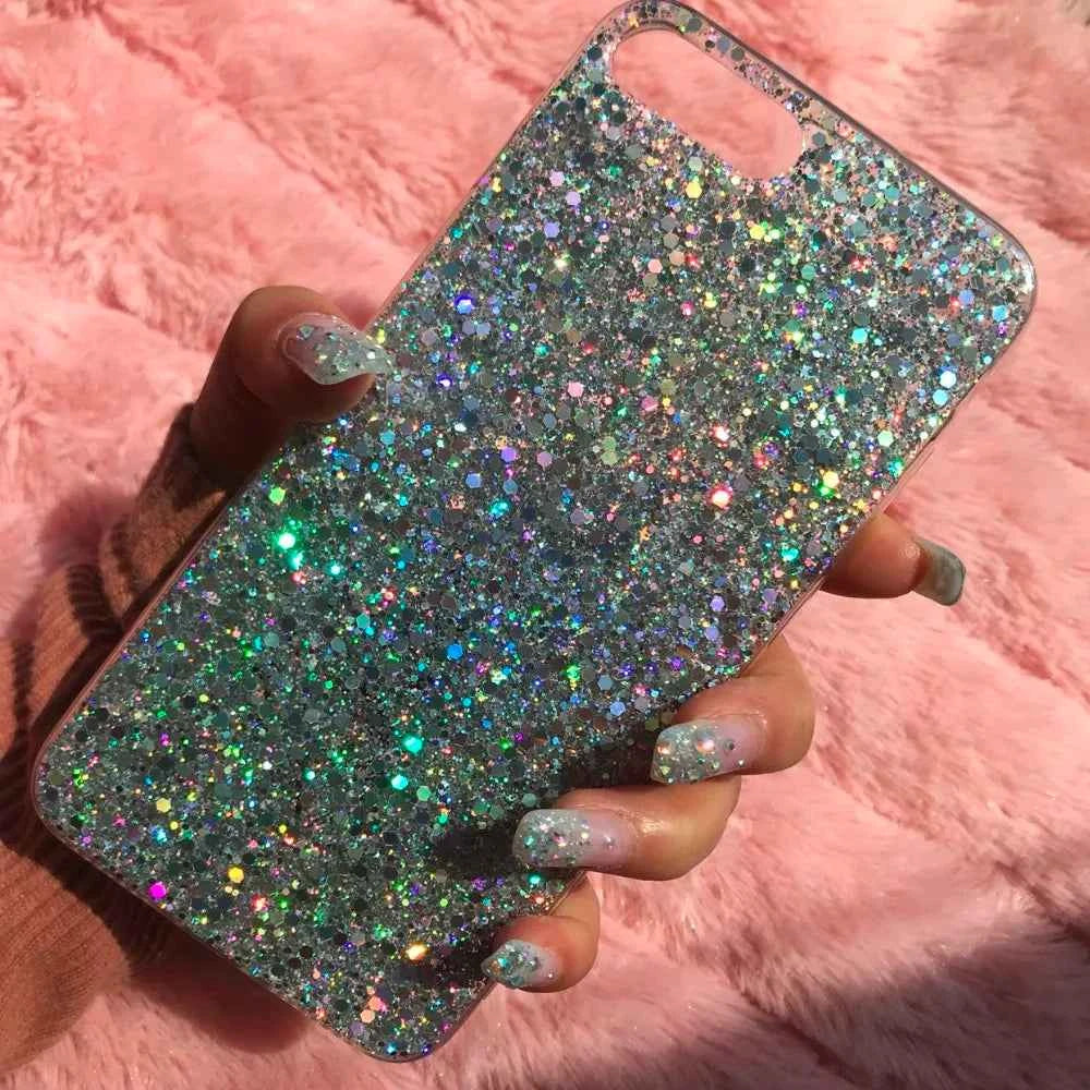 Luxury Glitter Epoxy Phone Case – Crystal Soft Cover for iPhone 11–15 Pro Max