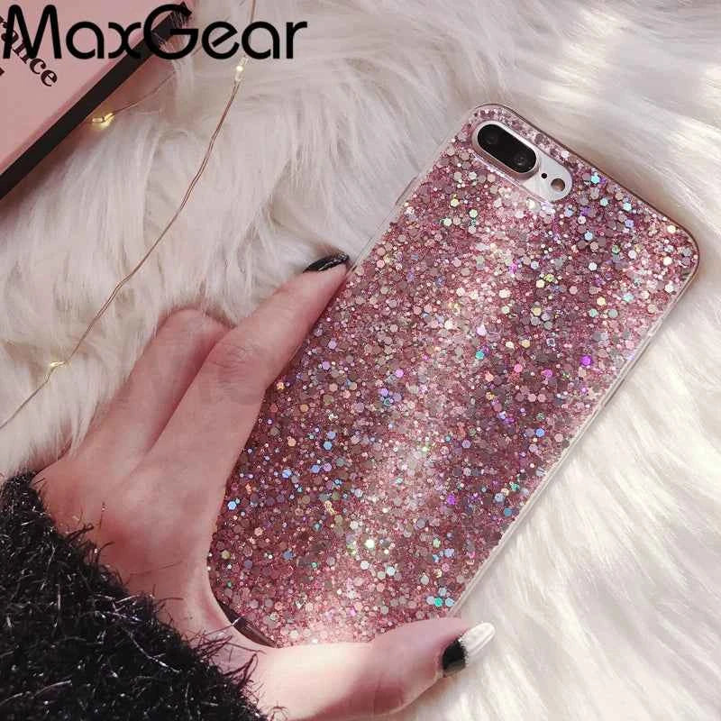 Luxury Glitter Epoxy Phone Case – Crystal Soft Cover for iPhone 11–15 Pro Max