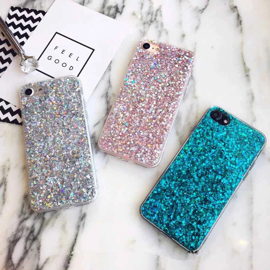 Luxury Glitter Epoxy Phone Case – Crystal Soft Cover for iPhone 11–15 Pro Max