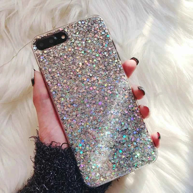 Luxury Glitter Epoxy Phone Case – Crystal Soft Cover for iPhone 11–15 Pro Max
