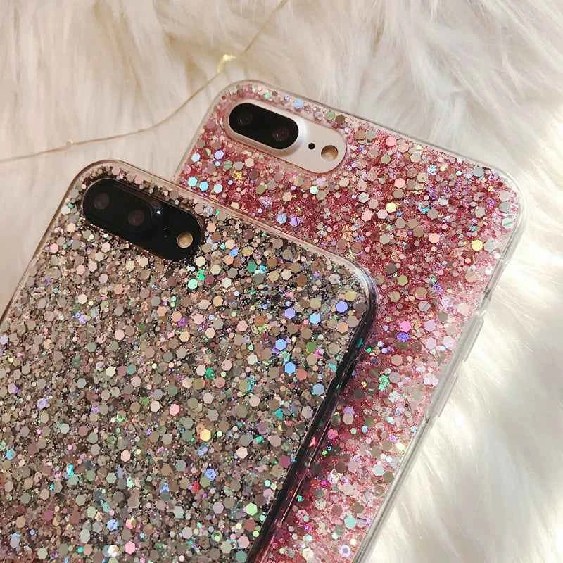 Luxury Glitter Epoxy Phone Case – Crystal Soft Cover for iPhone 11–15 Pro Max
