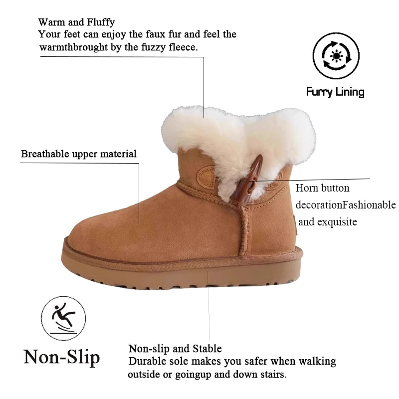 Women’s Uggs‑Style Sheepskin Cowhide Winter Boots – Non‑Slip Platform Snow Boots