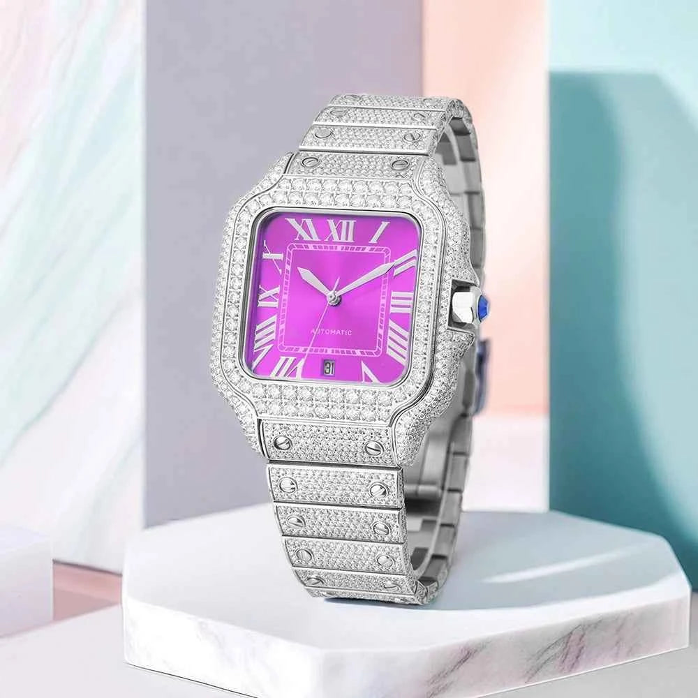 New Stylish Hip Hop Iced Out Diamond Jewelry Watches Automatic D Color VVS Moissanite Watch Past Diamond Tester