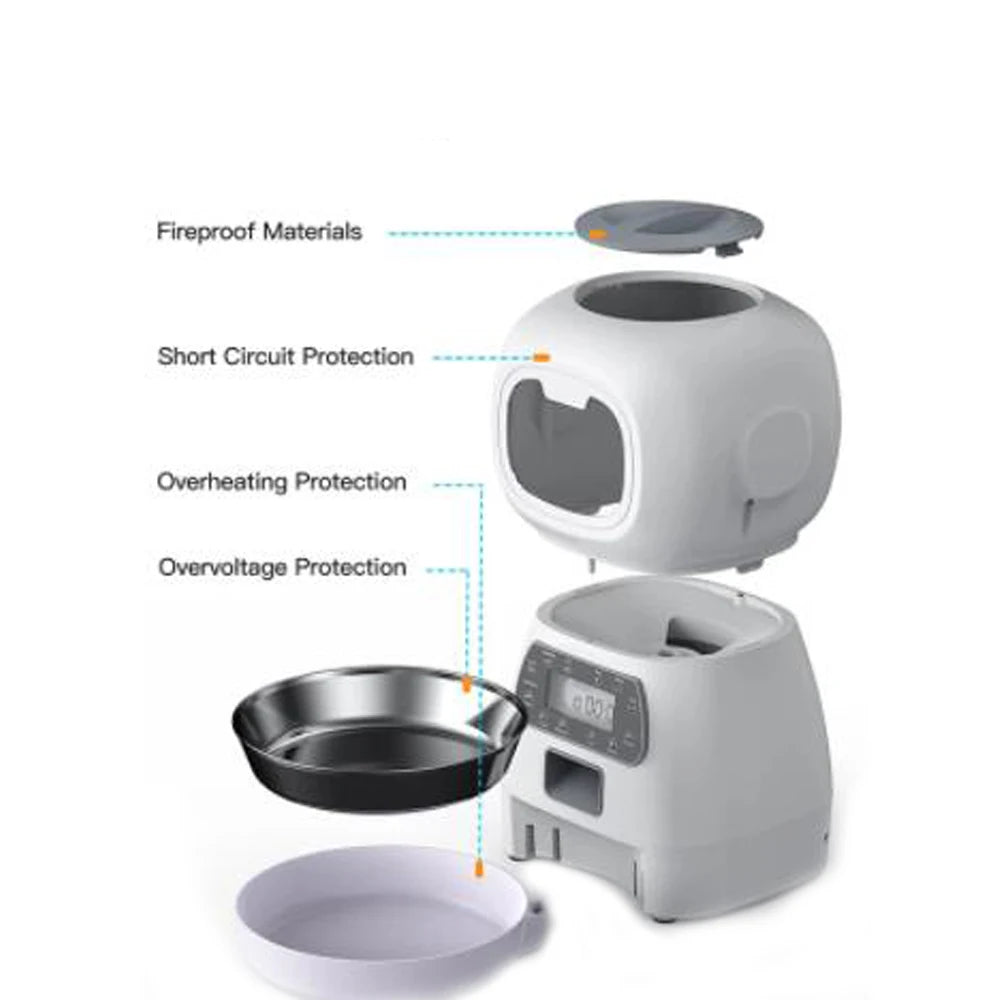 3.5L Smart Automatic Pet Feeder - Stainless Steel Bowl with Auto Timer for Dogs and Cats