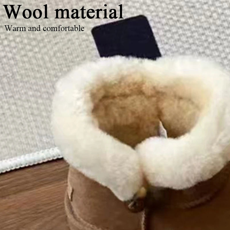Women’s Uggs‑Style Sheepskin Cowhide Winter Boots – Non‑Slip Platform Snow Boots