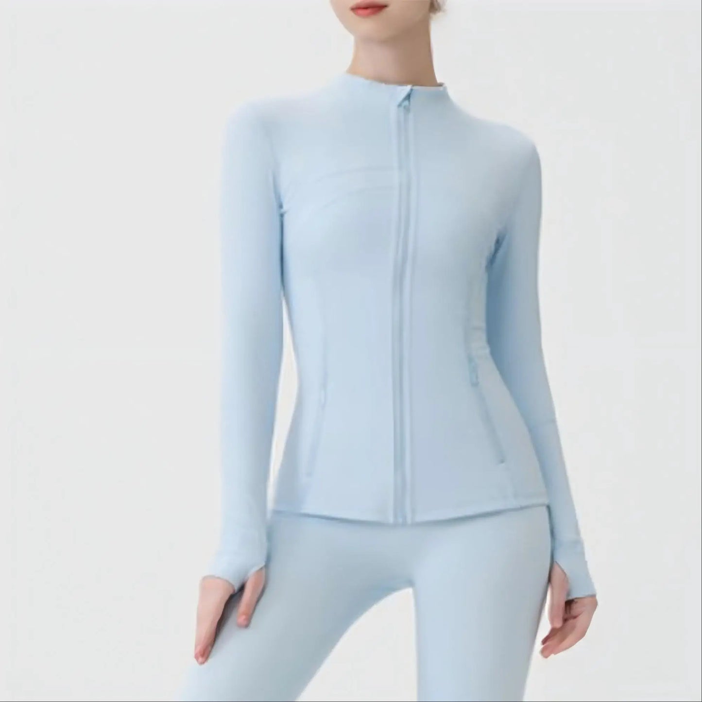 Women’s Nylon Yoga Running Jacket with Gold Zipper Button-Up Collar