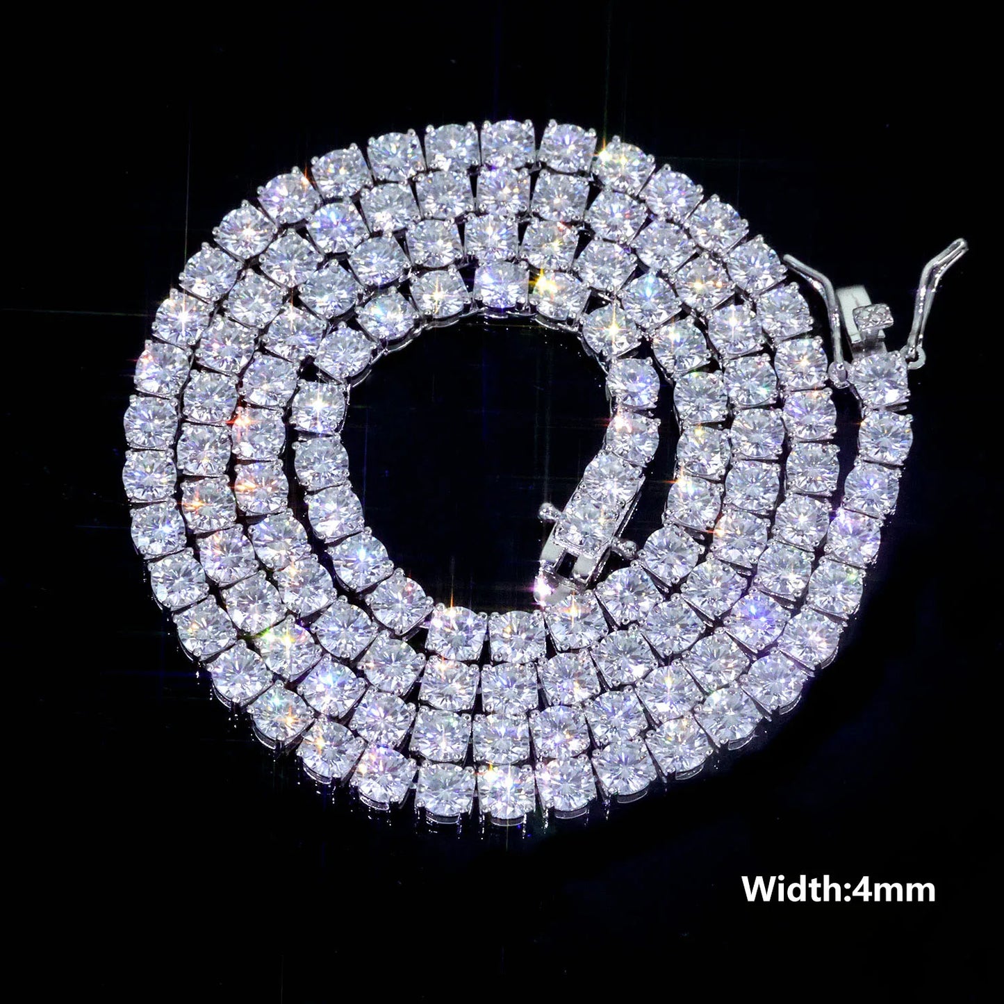 NUOYA Hip Hop Jewelry 925 Silver VVS Moissanite Tennis Chain Necklace