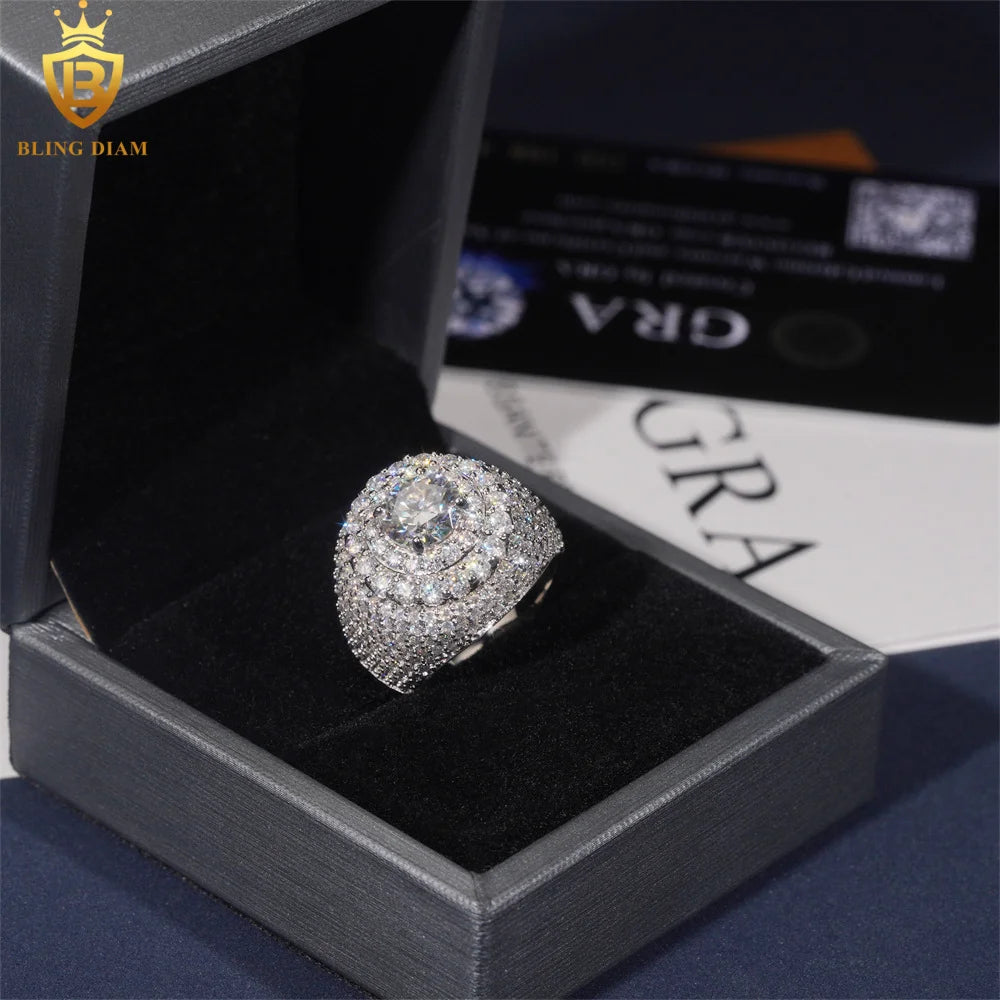 Moissanite Hip Hop Ring – Iced Out – GRA Certified – Pass Diamond Tester - Sidwell Sales