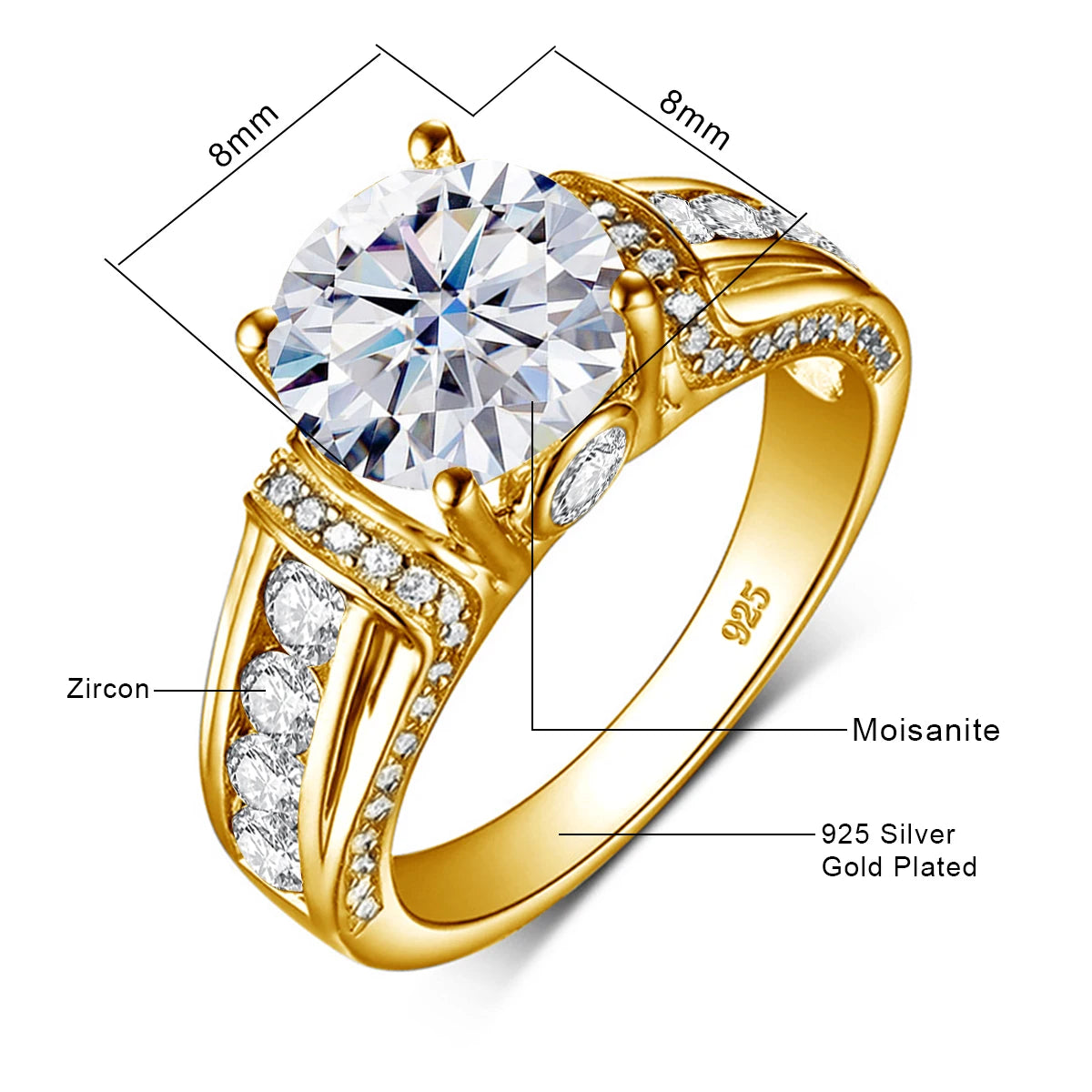 Moissanite Wedding Ring Gold in 14K/18K Yellow Gold – GRA Certified – VVS1 D Color