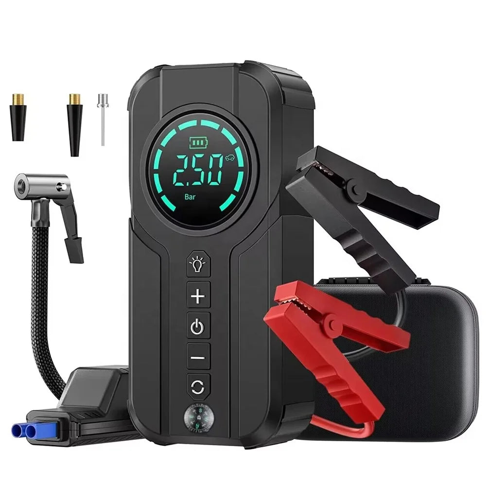JINYAOE Jump Starter Air Compressor 16000mAh - 2000A LCD Emergency Power Solution
