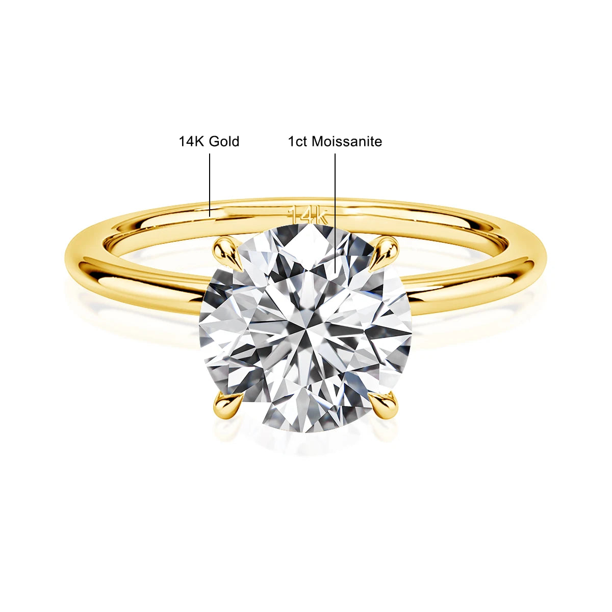 Moissanite Wedding Ring Gold in 14K/18K Yellow Gold – GRA Certified – VVS1 D Color