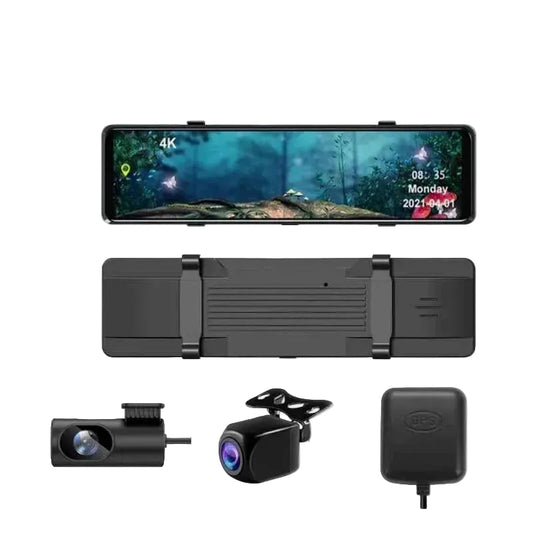 12" 4K + 1080P Dual Lens Rearview Mirror Dash Cam with WiFi GPS & Sony IMX415