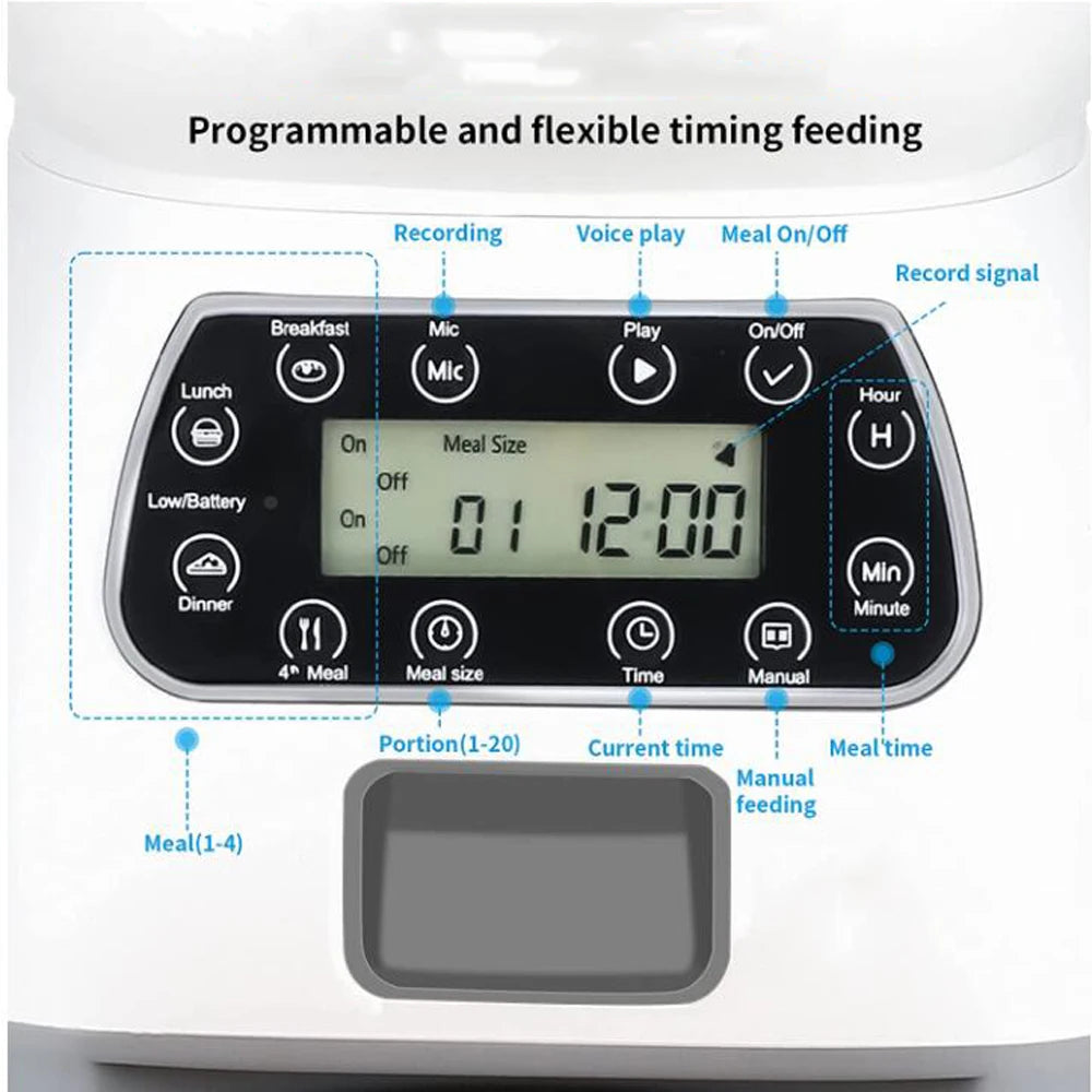 3.5L Smart Automatic Pet Feeder - Stainless Steel Bowl with Auto Timer for Dogs and Cats