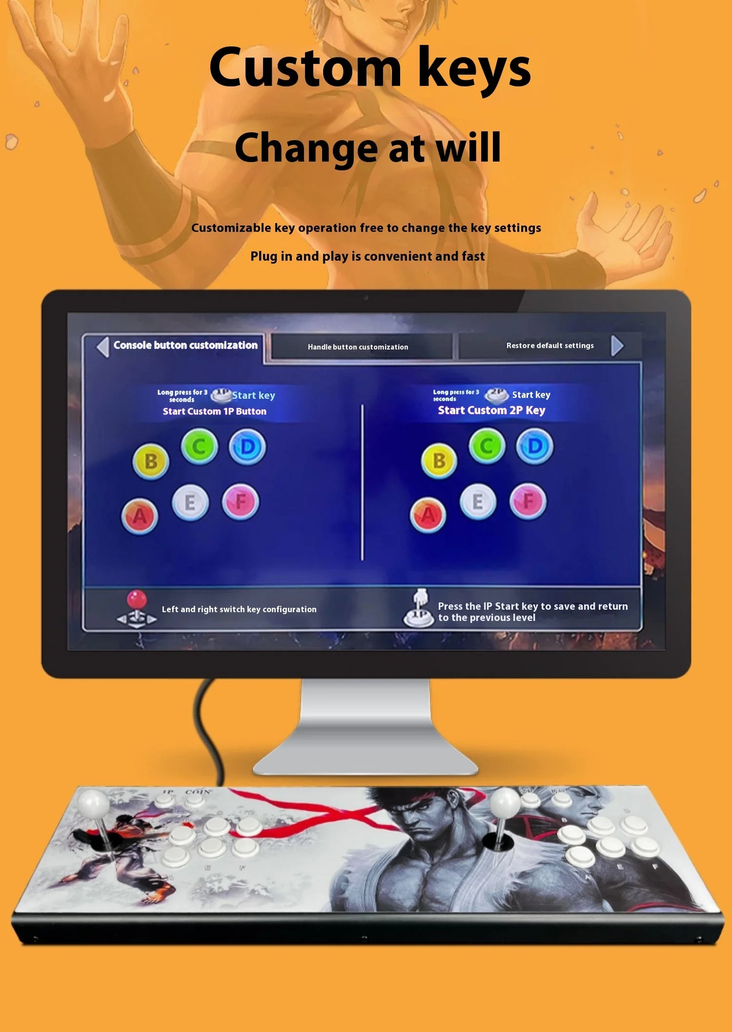 Pandor 2025 All-In-One Arcade Machine for Kids - King Fighters Game Console with Double Joystick for Home TV and Coin Operation
