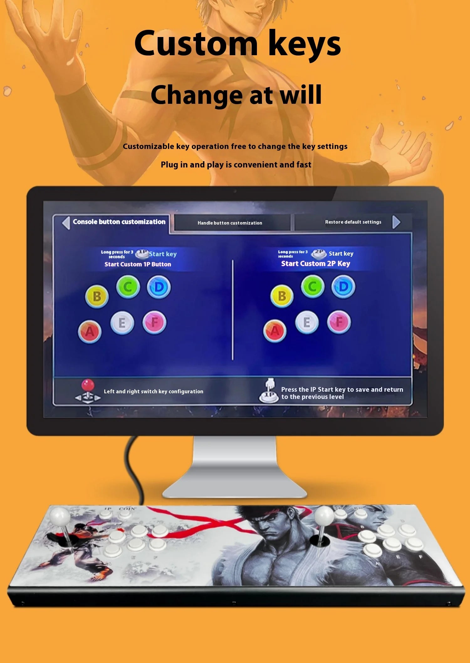 Pandor 2025 All-In-One Arcade Machine for Kids - King Fighters Game Console with Double Joystick for Home TV and Coin Operation