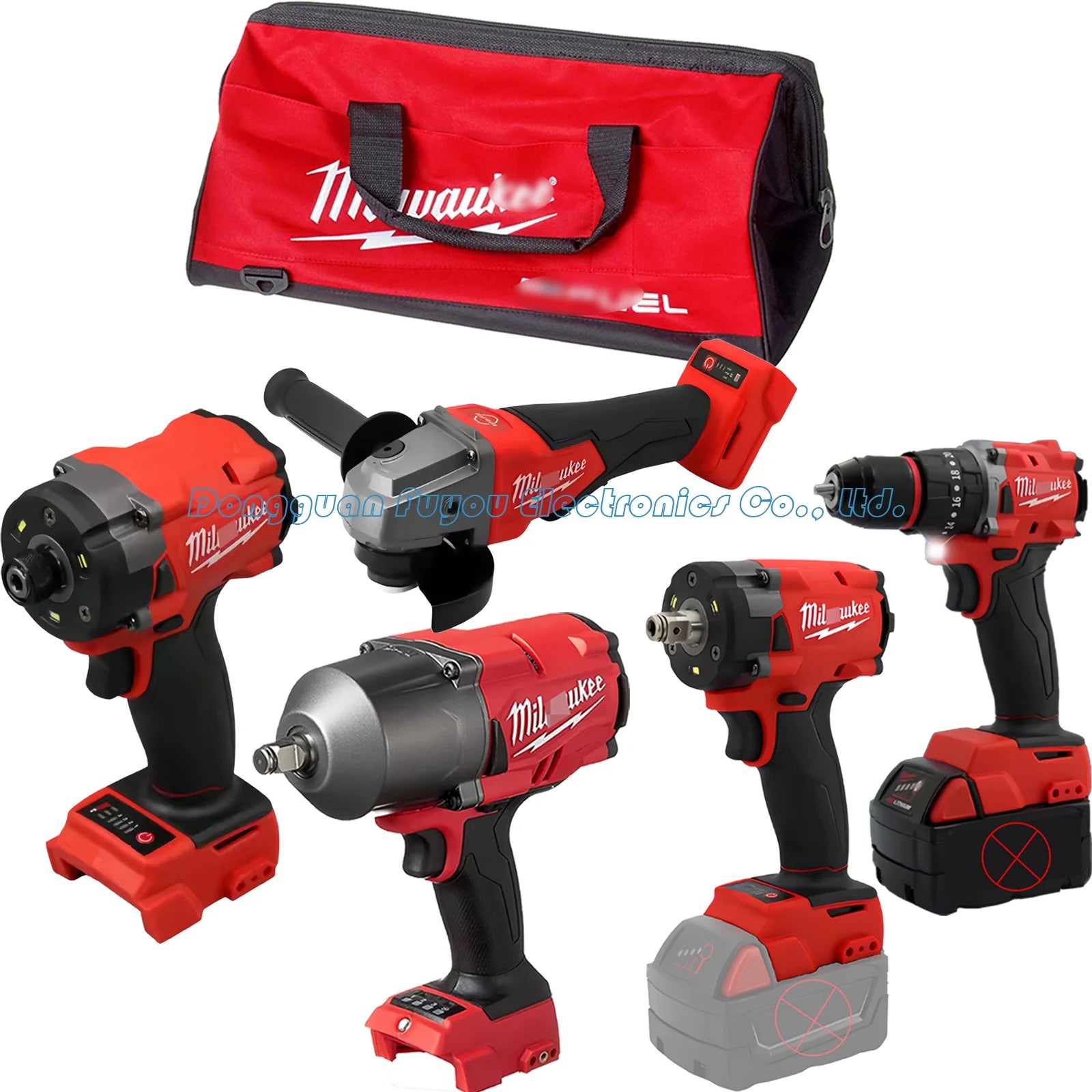 18V Red Cordless Tool Kit with Impact Wrench & 3-in-1 Drill