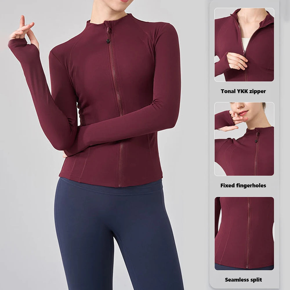 2‑Piece Women’s Yoga Set Zipper Jacket and Pants Outdoor Fitness Suit