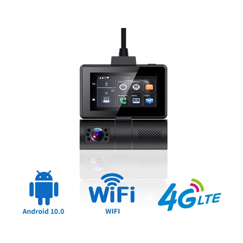 Android 10 4G Car DVR Dash Cam – 1080P, ADAS, Real‑Time Streaming, GPS Tracking