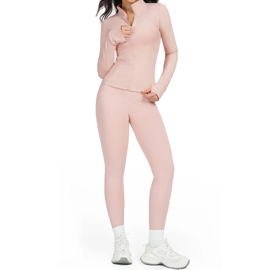 Slimming Women’s Yoga Set with Fitness Jacket and Pants 2‑Piece Outfit