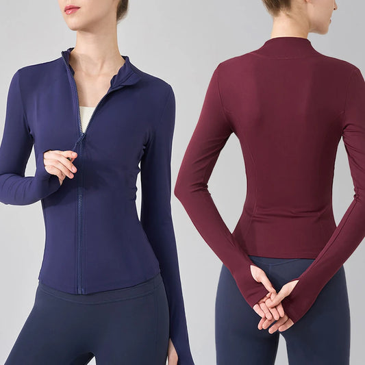 2‑Piece Women’s Yoga Set Zipper Jacket and Pants Outdoor Fitness Suit