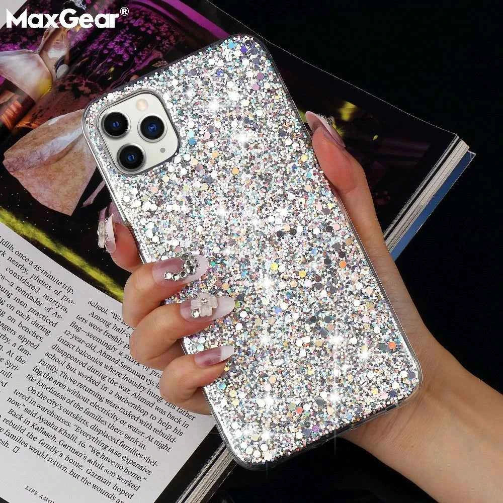 Luxury Glitter Epoxy Phone Case – Crystal Soft Cover for iPhone 11–15 Pro Max
