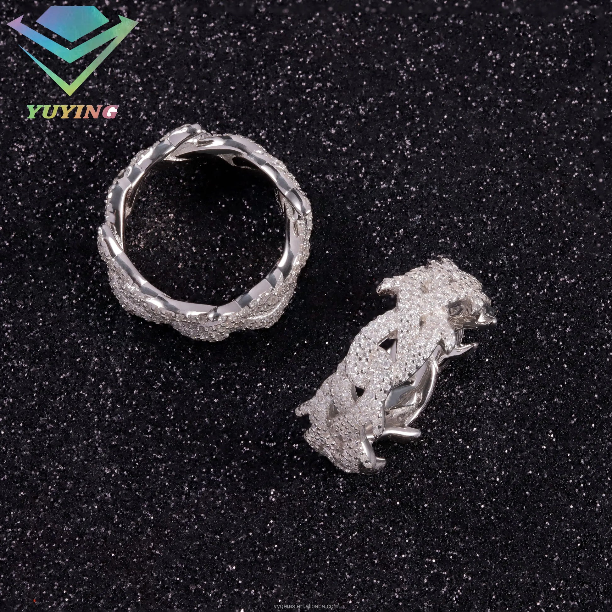 Moissanite Cuban Ring – 925 Silver – Gold/Rose Gold Plated – Hip Hop Style