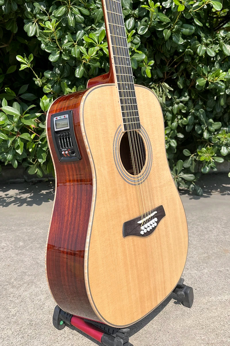 Aiersi 12-String Electric Acoustic Guitar – 41" Cutaway, Solid Spruce Top, Rosewood Body - Sidwell Sales