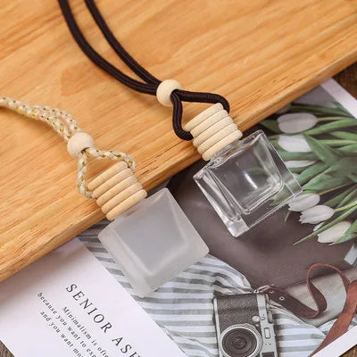 Car Diffuser Bottle – Square Glass, Wooden Cap, Screw Seal, Empty Air Freshener