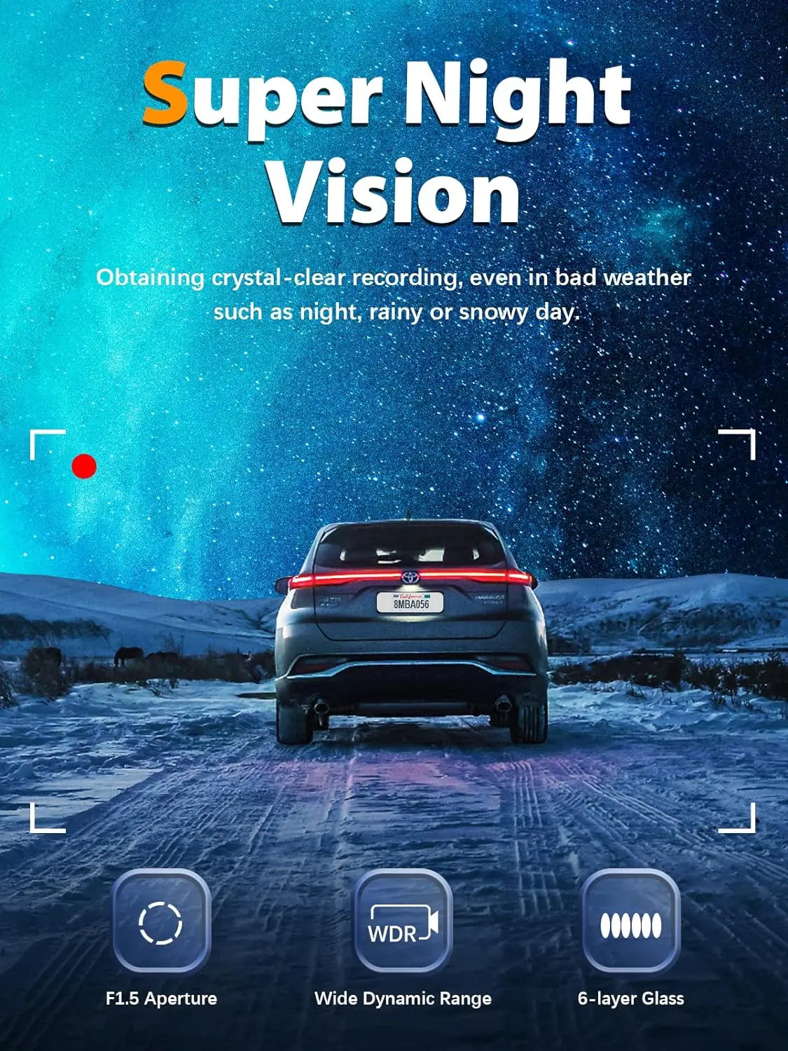 Carlover 4K Dual Lens WiFi Dash Cam – Front & Rear DVR, Waterproof, Night Vision