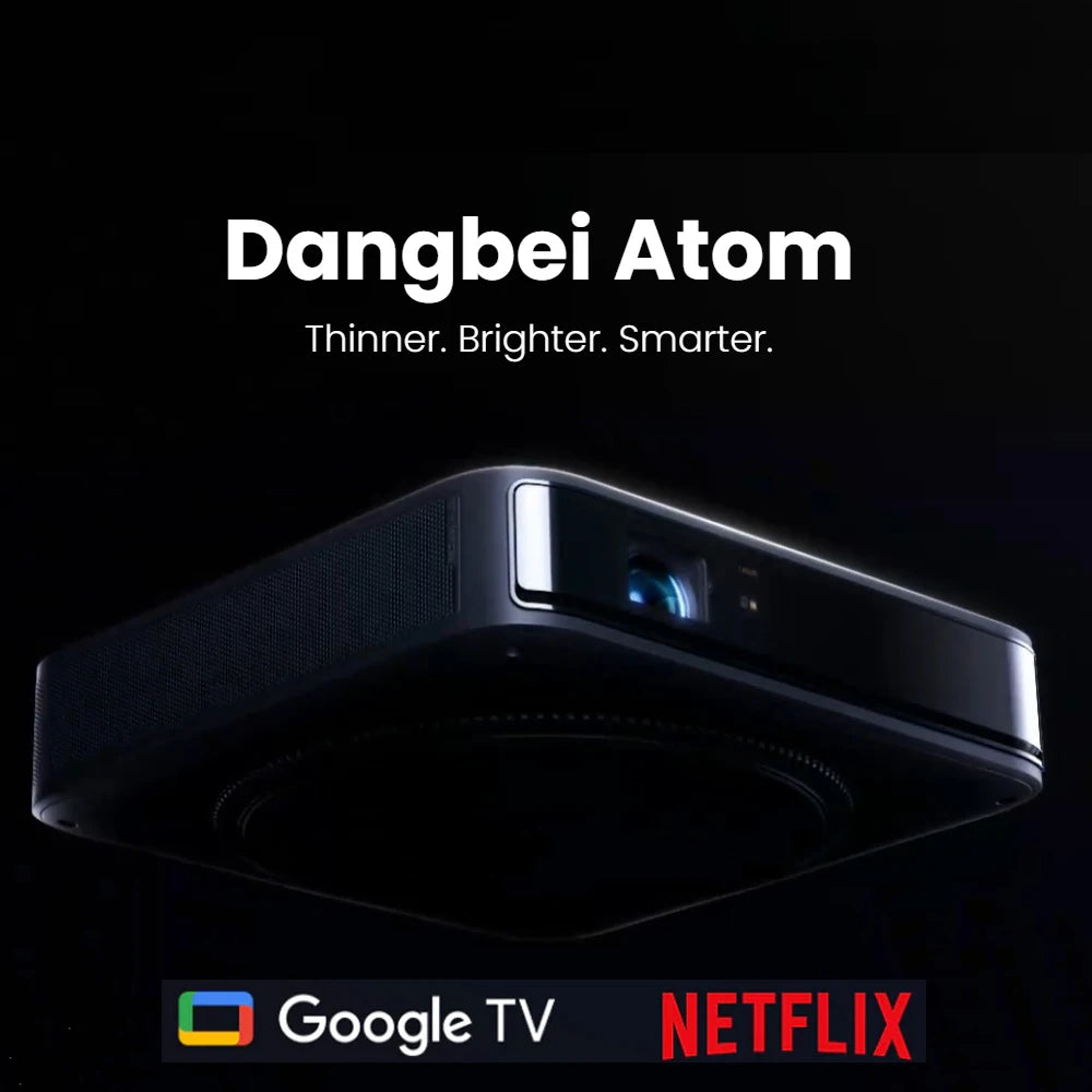 Dangbei Atom Mini Laser Projector – 1080P Resolution, Google TV, WiFi, Auto Keystone Adjustment