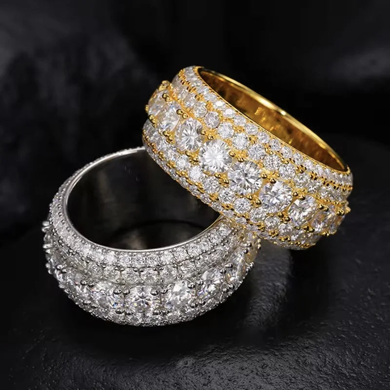 WanRun Moissanite Eternity Ring 925 Silver Unisex Luxury Hip-Hop GRA Certified