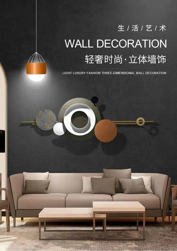 Creative Bis Size Modern Design Metal Wall Art Decoration for Home Office Decor with Light