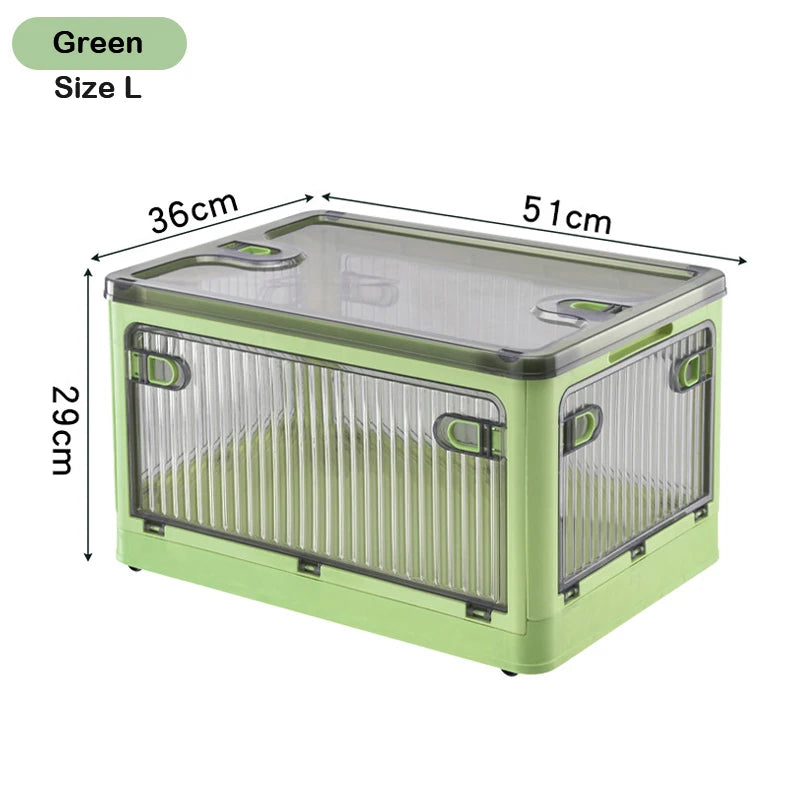 60L Foldable Plastic Storage Box - Glossy Organizer for Clothes, Books & Camping Gear