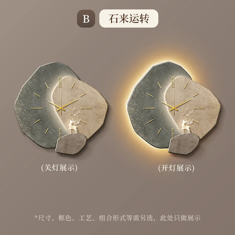 Lucky Stone Modern Wall Clock - High-End Silent Home Clock for Living Room and Wall Hanging